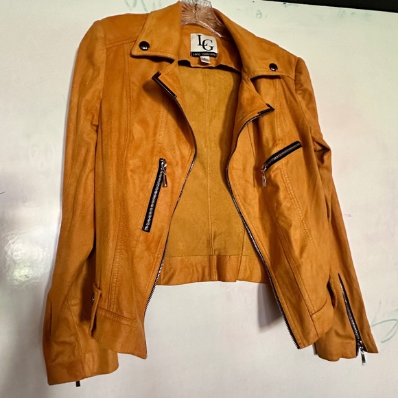 Medium Mustard Faux Suede Motor Jacket - Picture 1 of 5